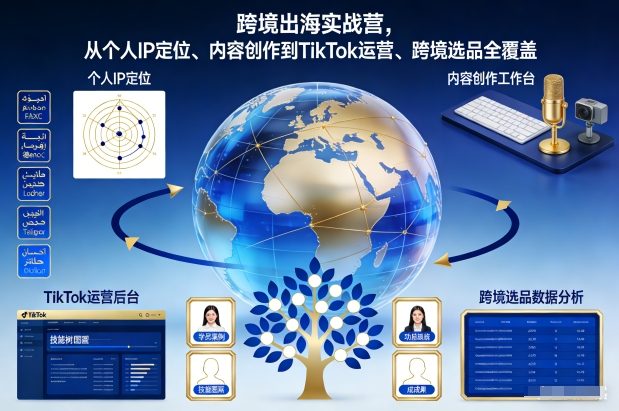 跨境出海实战营,从个人IP定位、内容创作到TikTok运营、跨境选品全覆盖-优优云网创