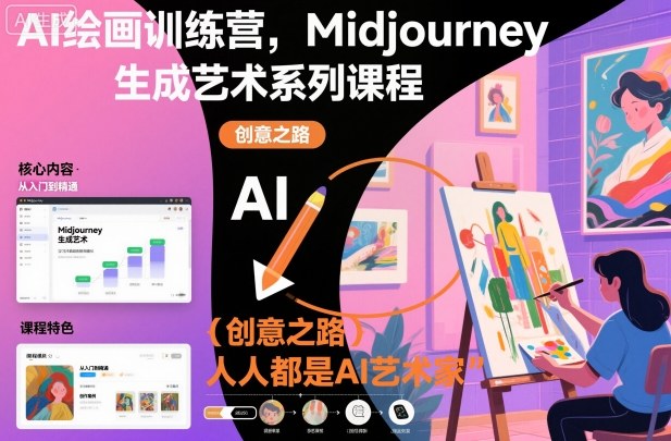 AI绘画训练营,Midjourney生成艺术系列课程,人人都是AI艺术家-优优云网创