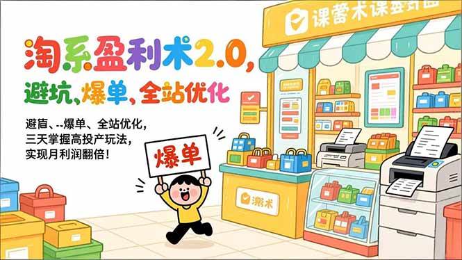 （17127期）淘系盈利术2.0，避坑、爆单、全站优化，三天掌握高投产玩法，实现月利润翻倍！-优优云网创