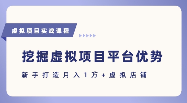 抓住虚拟项目各平台优势,新手轻松月入1W+(给出具体建议)-优优云网创