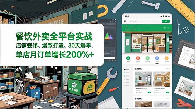 （16978期）餐饮外卖全平台实战，店铺装修、爆款打造、30天爆单，手把手教学，单店月订单增长200%+-优优云网创