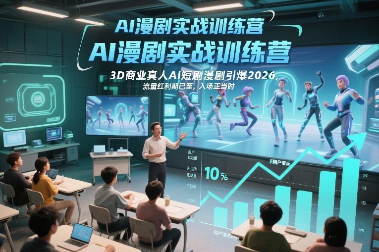 AI漫剧实战训练营，3D商业真人AI短剧漫剧引爆2026，流量红利期已至，入场正当时-优优云网创