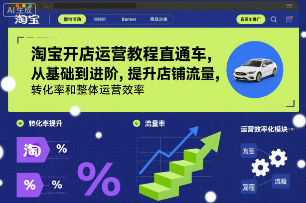 淘宝开店运营教程直通车，从基础到进阶，提升店铺流量，转化率和整体运营效率（更新11月）-优优云网创