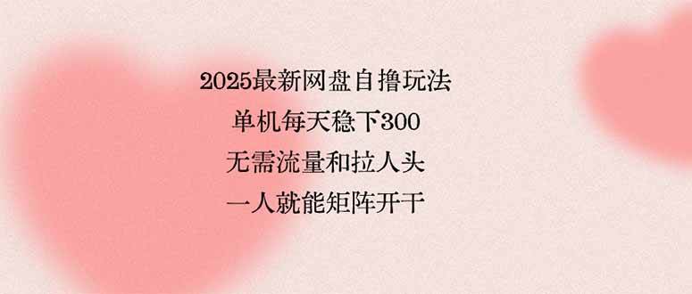 （15831期）2025最新网盘自撸玩法，单机每天稳下3张，无需流量和拉人头，一个人就…-优优云网创