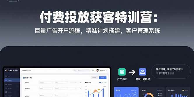 （15426期）付费投放获客特训营：巨量广告开户流程，精准计划搭建，客户管理系统-优优云网创