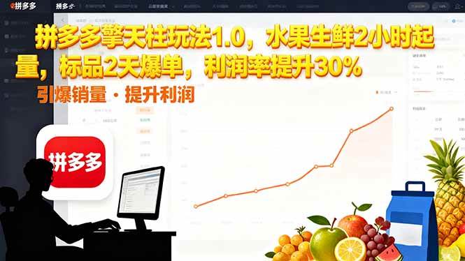 (16429期)拼多多 擎天柱玩法1.0,水果生鲜2小时起量,标品2天爆单,利润率提升30%-优优云网创