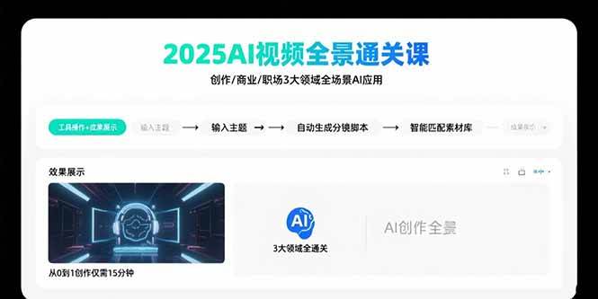 （15762期）2025AI视频全景通关课：涵盖创作/商业/职场3大领域 掌握AI全场景应用-优优云网创