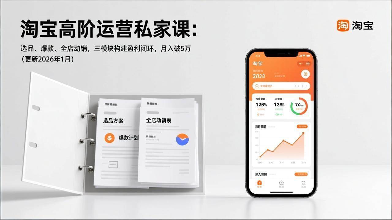 （17280期）淘宝高阶运营私家课：选品、爆款、全店动销，三模块构建盈利闭环，月入破5万（更新26年1月）-优优云网创