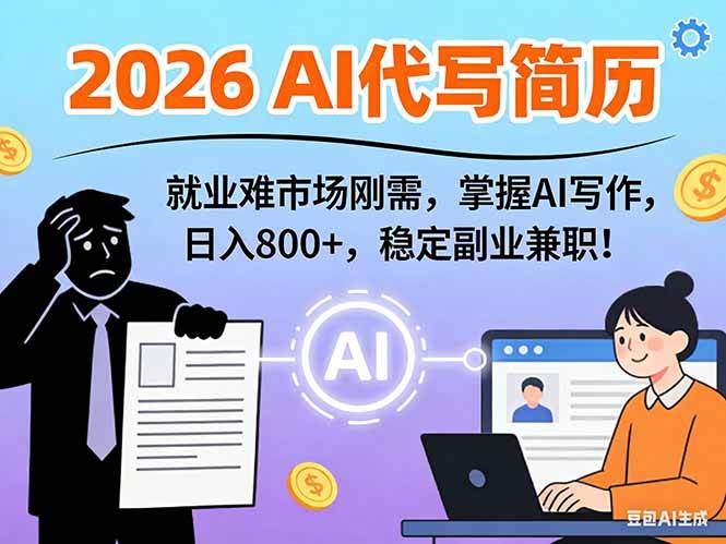 (17119期)AI代写简历,超暴利,用万能模板月入1-3万实战教程,2026年市场刚需!-优优云网创