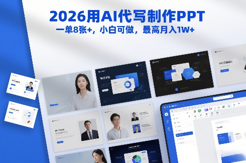 2026用AI代写制作PPT，一单8张+，小白可做，最高月入1W+-优优云网创