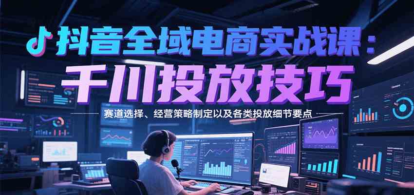 抖音全域电商实战,千川投放技巧,赛道选择、经营策略制定以及各类投放细节要点-优优云网创