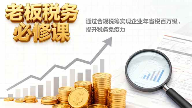 (16426期)老板税务必修课,通过合规税筹实现企业年省税百万级,提升税务免疫力-优优云网创