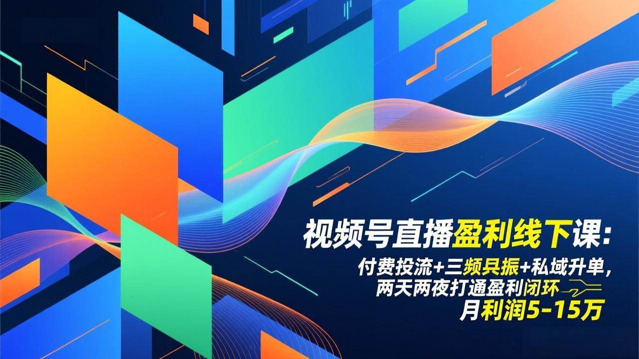 (17116期)视频号直播盈利线下课:付费投流+三频共振+私域升单,两天两夜打通盈利闭环,月利润5-15万-优优云网创