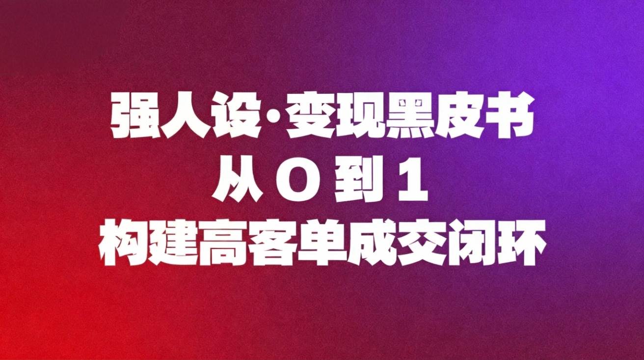 （16729期）强人设变现黑皮书：从0到1构建高客单成交闭环-优优云网创