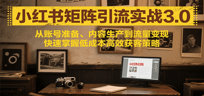 小红书矩阵引流3.0，从账号准备、内容生产到流量变现，快速掌握低成本高效获客策略-优优云网创