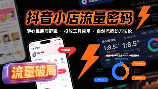 （15680期）抖音小店流量密码，随心推底层逻辑，投放工具应用，自然流撬动核心方法论-优优云网创