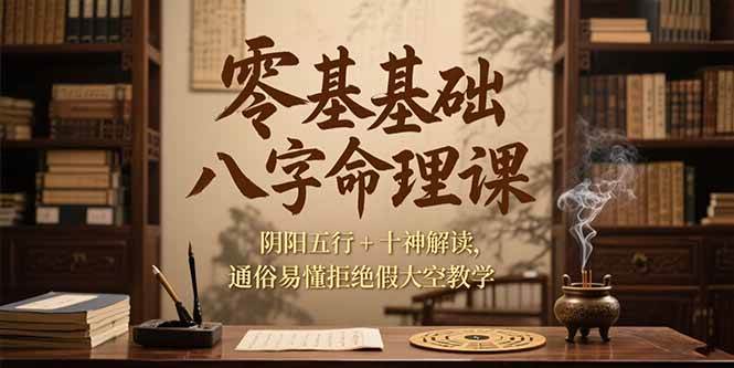 （15283期）零基础八字命理课，阴阳五行+十神解读，通俗易懂拒绝假大空教学-优优云网创