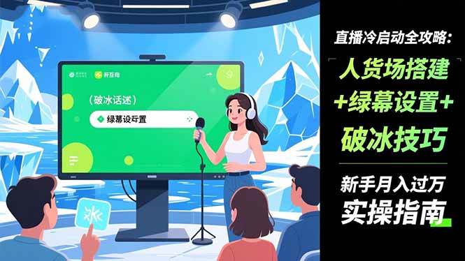 (16605期)直播冷启动全攻略:人货场搭建+绿幕设置+破冰技巧,新手月入过万实操指南-优优云网创