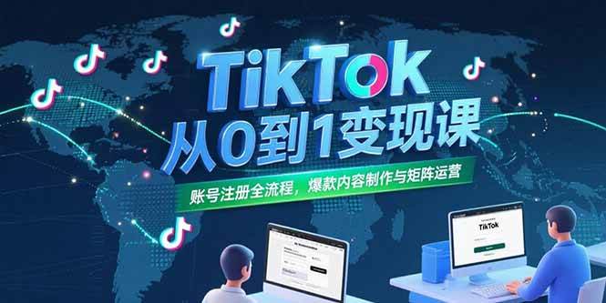 （15346期）TikTok从0到1变现课，账号注册全流程，爆款内容制作与矩阵运营-优优云网创