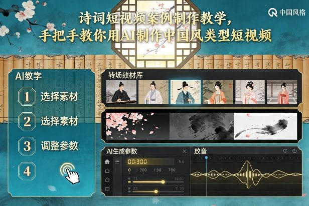 古诗词短视频案例制作教学,手把手教你用AI制作中国风类型短视频-优优云网创