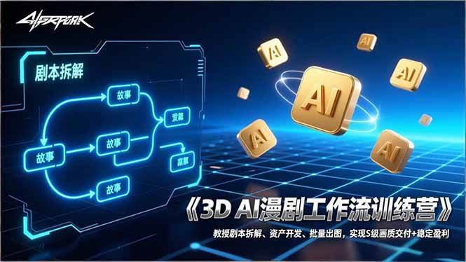 （17276期）3D AI漫剧工作流训练营：教授剧本拆解、资产开发、批量出图，实现S级画质交付+稳定盈利-优优云网创