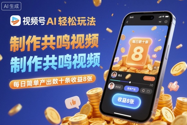 视频号AI轻松玩法,制作共鸣视频,每日简单产出数十条收益8张-优优云网创