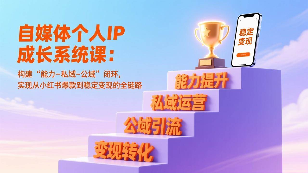 （17192期）自媒体个人IP成长系统课：构建“能力-私域-公域”闭环，实现从小红书爆款到稳定变现的全链路-优优云网创