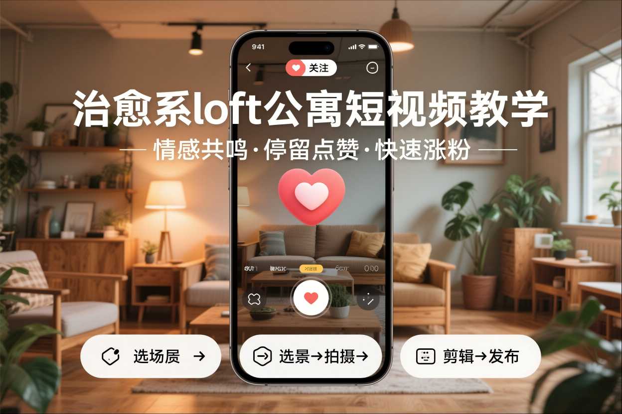 治愈系loft公寓短视频制作教学，情感共鸣引停留点赞关注，快速起号涨粉-优优云网创