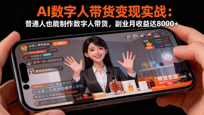 (16377期)AI数字人带货变现实战:普通人也能制作数字人带货,副业月收益达8000+-优优云网创