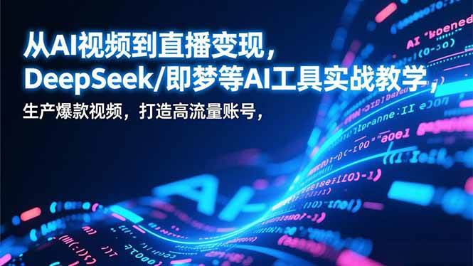 （17001期）从AI视频到直播变现，DeepSeek/即梦等AI工具实战教学，生产爆款视频，打造高流量账号-优优云网创