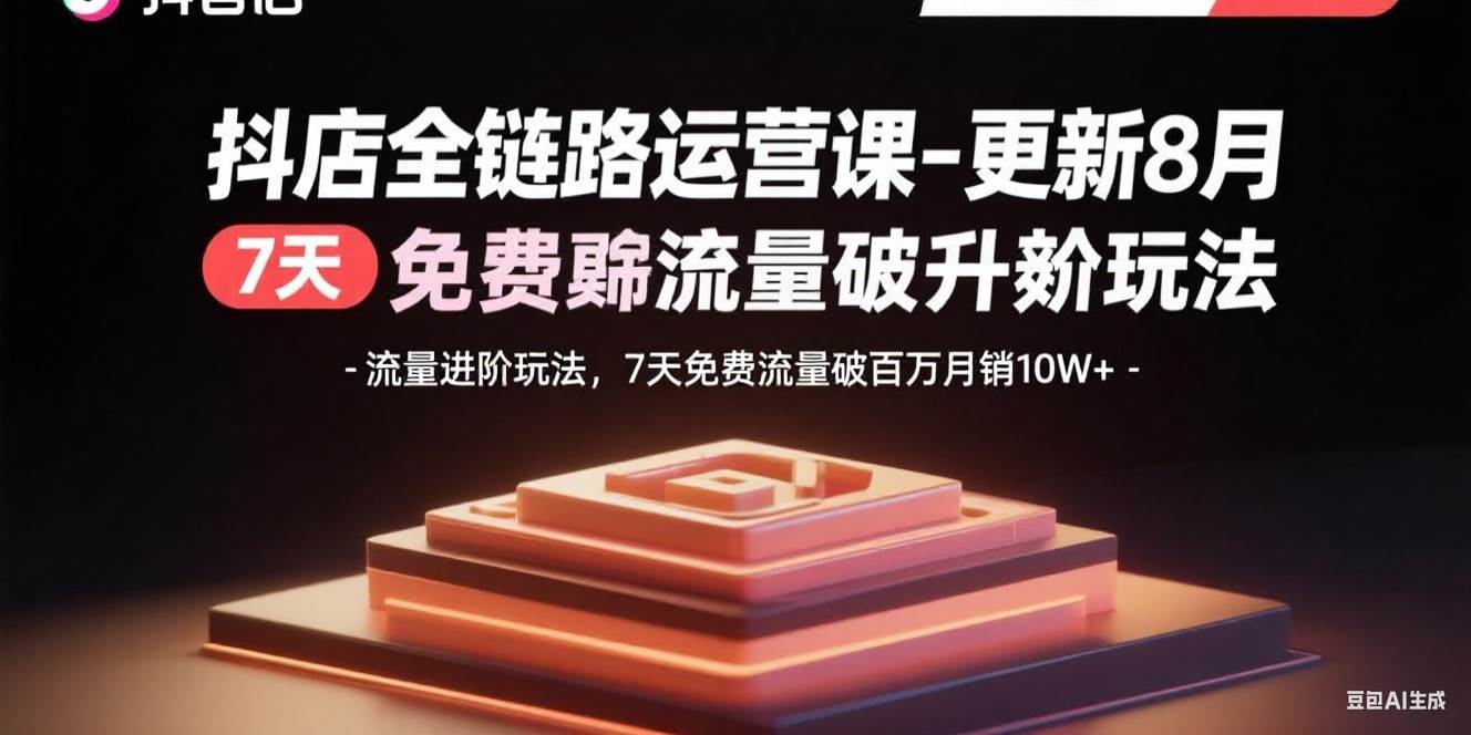 (15918期)抖店全链路运营课-更新8月:流量进阶玩法,7天免费流量破百万月销10W+-优优云网创