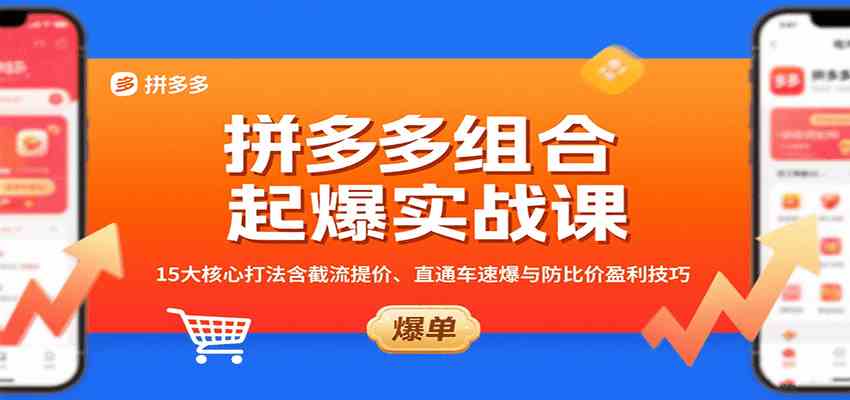 拼多多组合起爆实战课：15大核心打法含截流提价、直通车速爆与防比价盈利技巧-优优云网创