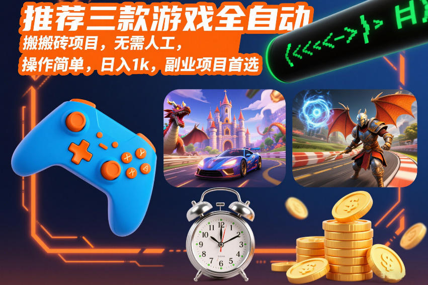 推荐三款游戏全自动搬砖项目,无需人工,操作简单,日入1k,副业项目首选【揭秘】-优优云网创