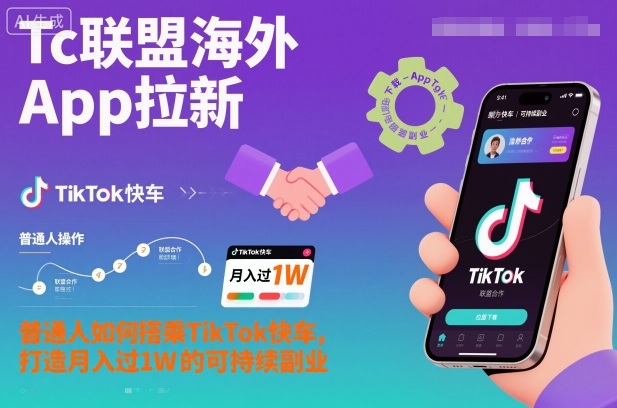 Tc联盟海外App拉新:普通人如何搭乘TikTok快车,打造月入过1W的可持续副业-优优云网创