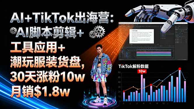 (16108期)AI+TikTok出海营:AI脚本剪辑+工具应用+潮玩服装货盘,30天涨粉10w月销$1.8w-优优云网创