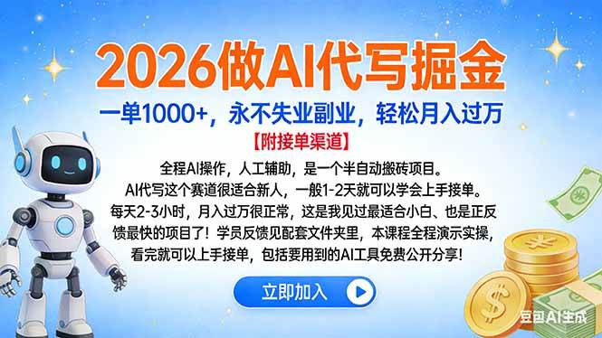 （16924期）2026做AI代写掘金，一单1000+，永不失业副业，轻松月入过万-优优云网创