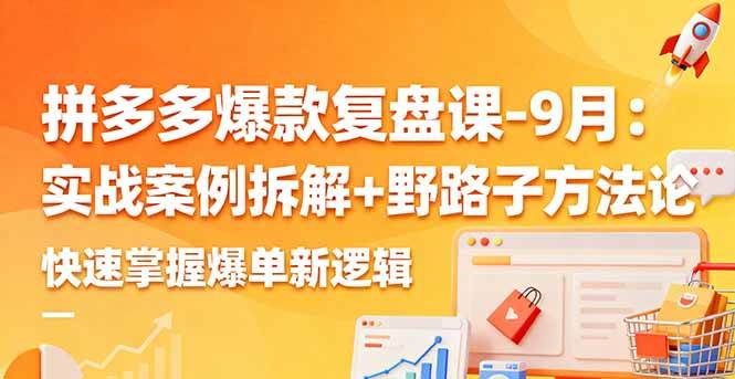 （16176期）拼多多爆款复盘课-9月：实战案例拆解+野路子方法论，快速掌握爆单新逻辑-优优云网创