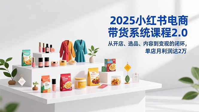 （16880期）2025小红书电商带货系统课程2.0，从开店、选品、内容到变现的闭环，单店月利润达2万-优优云网创