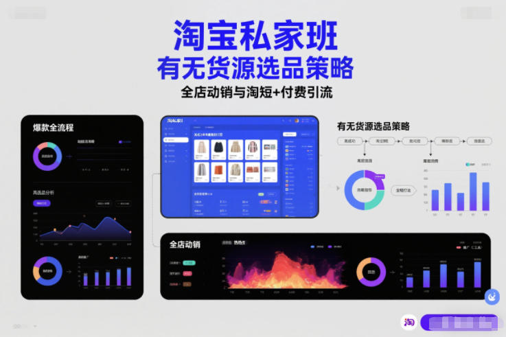 淘宝私家班，有无货源选品策略，高成功率爆款全流程打法，全店动销与淘短+付费引流-优优云网创