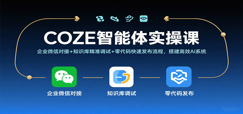 COZE智能体实操课,企业微信对接+知识库精准调试+零代码快速发布流程,搭建高效AI系统-优优云网创