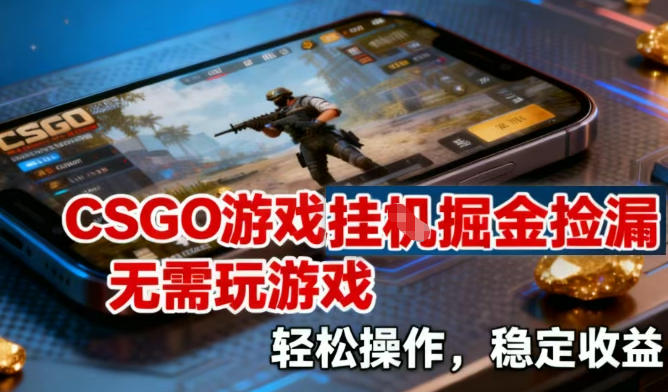 CSGO游戏挂G掘金捡漏，不需要玩游戏，操作简单，收益稳定【揭秘】-优优云网创
