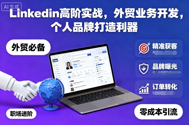 Linkedin高阶实战，外贸业务开发，个人品牌打造利器-优优云网创