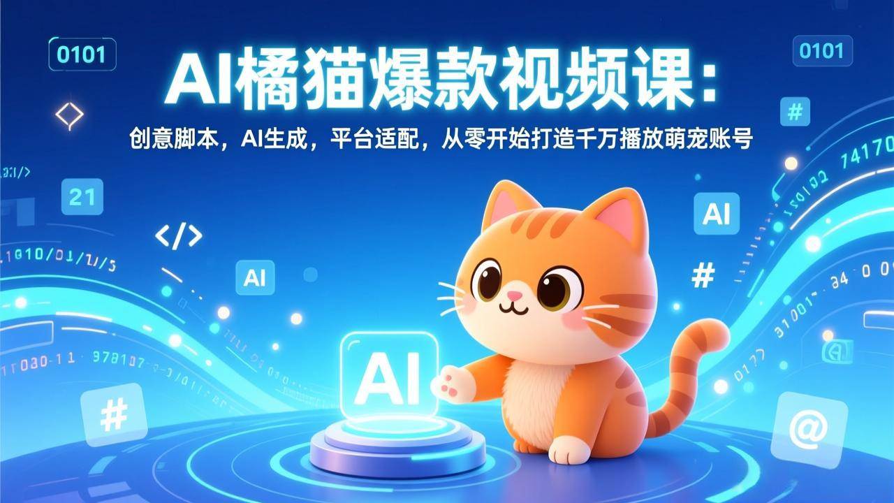 （17091期）AI橘猫爆款视频课：创意脚本，AI生成，平台适配，从零开始打造千万播放萌宠账号-优优云网创