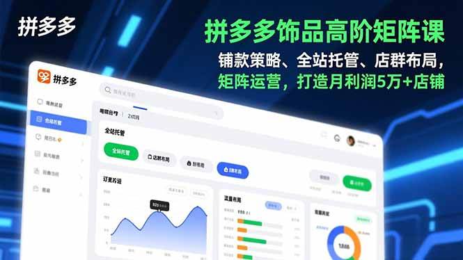 （16915期）拼多多饰品高阶矩阵课，铺款策略、全站托管、店群布局，矩阵运营，打造月利润5万+店铺-优优云网创