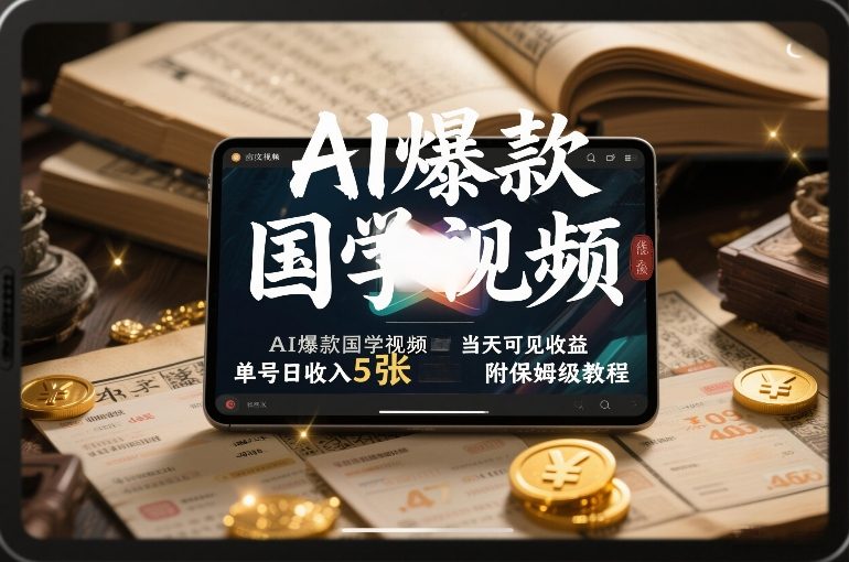 AI爆款国学视频，独家起号方法，小白直接上手，当天可见收益，单号日收入5张+附保姆级教程-优优云网创