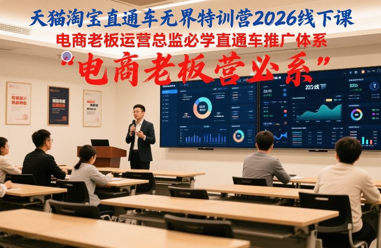 天猫淘宝直通车无界特训营2026线下课，电商老板运营总监必学直通车推广体系-优优云网创