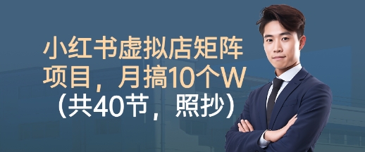 小红书虚拟店矩阵项目，照抄照做，月搞1W+（共40节）-优优云网创