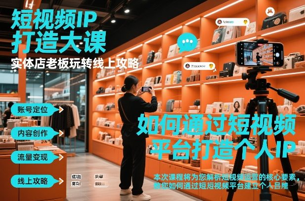 短视频ip打造大课,实体店老板玩转线上攻略-优优云网创
