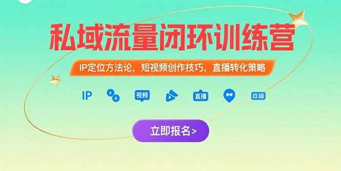 （15396期）私域流量闭环训练营：IP定位方法论，短视频创作技巧，直播转化策略-优优云网创