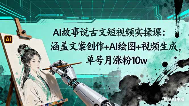 (16369期)AI故事说古文短视频实操课:涵盖文案创作+AI绘图+视频生成,单号月涨粉10w-优优云网创